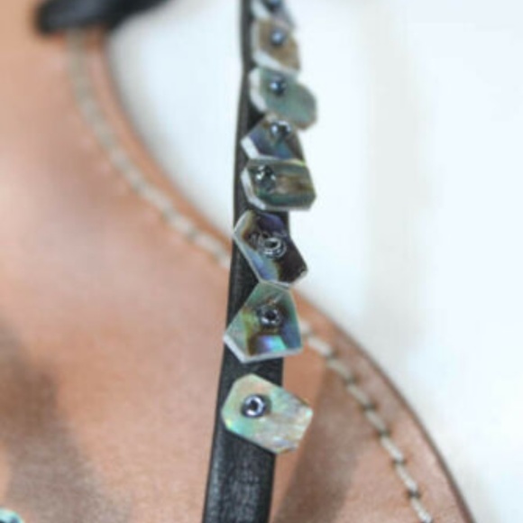 BOEM PLAGE BLACK LEATHER BEADED SANDALS Sz 35 - Picture 6 of 6